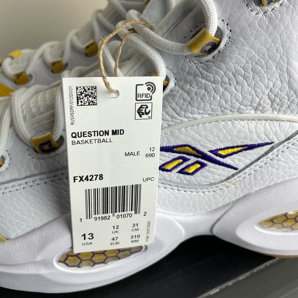 🔥New Reebok Question Mid "Yellow Toe". Brand new, original box. Iverson shoe! - Picture 4 of 10
